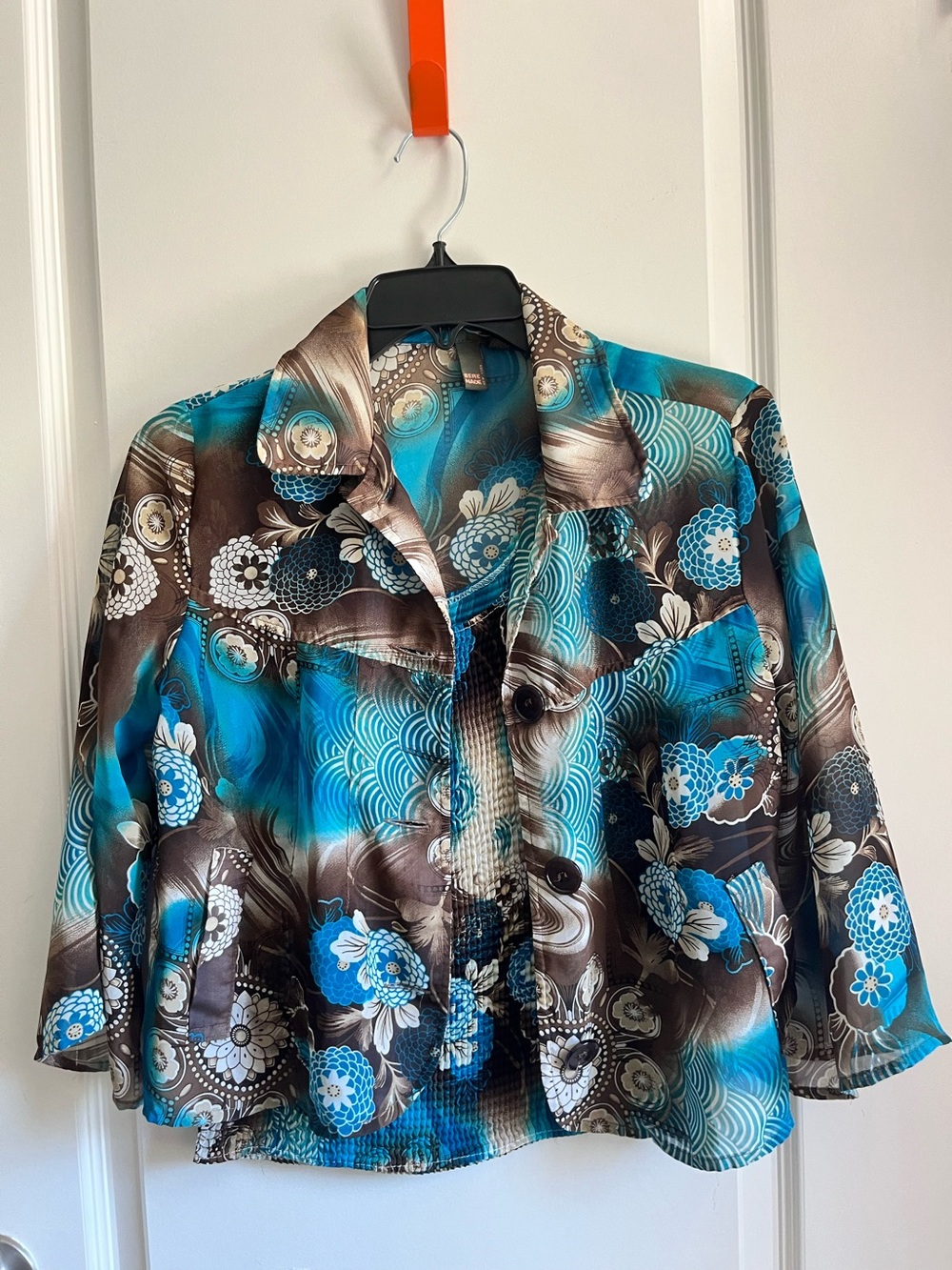 Women's Blue Floral Print Blouse with Inner Tank Top